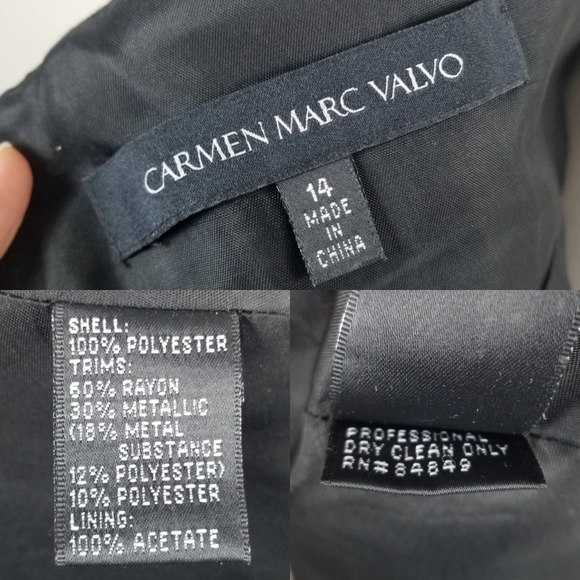 Carmen Marc Valvo Luxury Embroidered Wings Black Halter Maxi Gown Size 14 - Picture 11 of 12